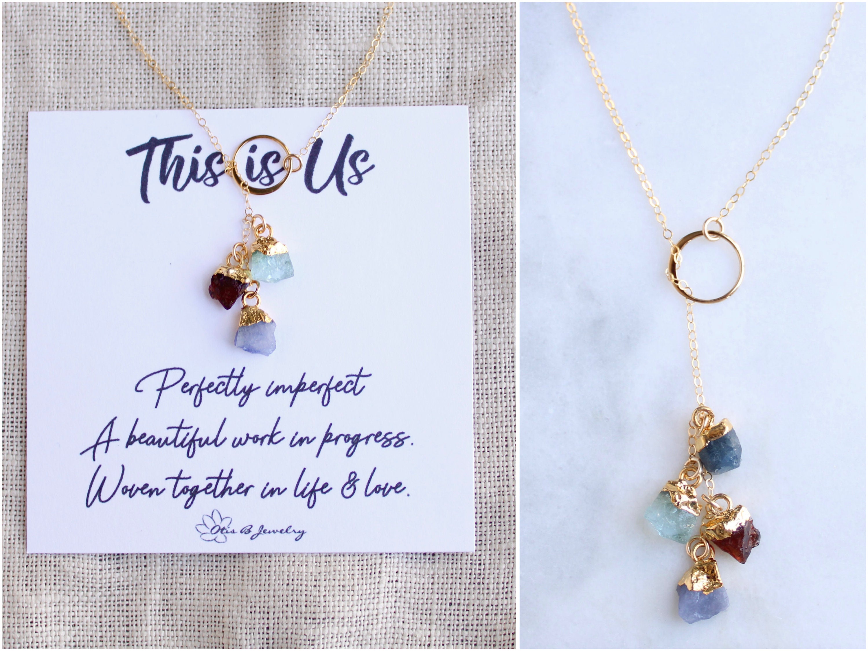 Custom Family Birthstone Necklace Multi 