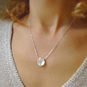 White pearl pendant layering necklace, keshi pearl necklace, bridesmaid gift, Gemini birthstone jewelry, June birthday gift for her, Otis B