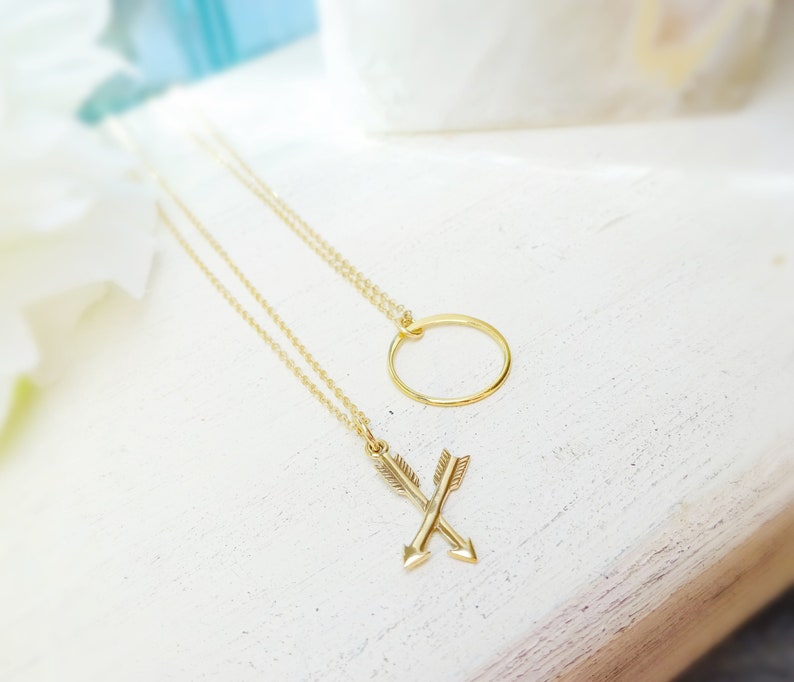 X and O Necklace SET XO Necklace Circle Necklace Arrow Etsy