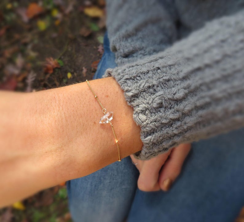 Herkimer diamanten armband, fijn kristal, verstelbare ketting afbeelding 3