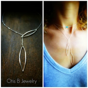 Silver y necklace, minimalist lariat necklace, modern y shape necklace, waterproof sterling silver jewelry gift for her