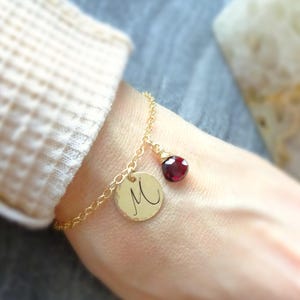 Personalized birthstone bracelet, custom gemstone & initial bracelet, july birthday gift for her, gold filled, 925 silver, gift for graduate image 6