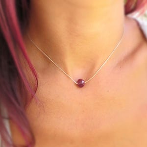 Minimal Ruby necklace, genuine ruby on silk cord necklace july birthstone necklace dainty ruby necklace, ruby gem necklace, gift for her