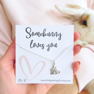 Bunny necklace, bunny mom gift, gift for rabbit lover, bunny charm necklace, Easter gift for her, sterling silver bunny necklace for women