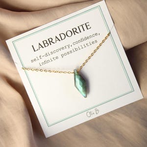 Labradorite necklace, dainty minimal labradorite stone necklace, natural healing stone jewelry gift for her, boho crystal necklace for women