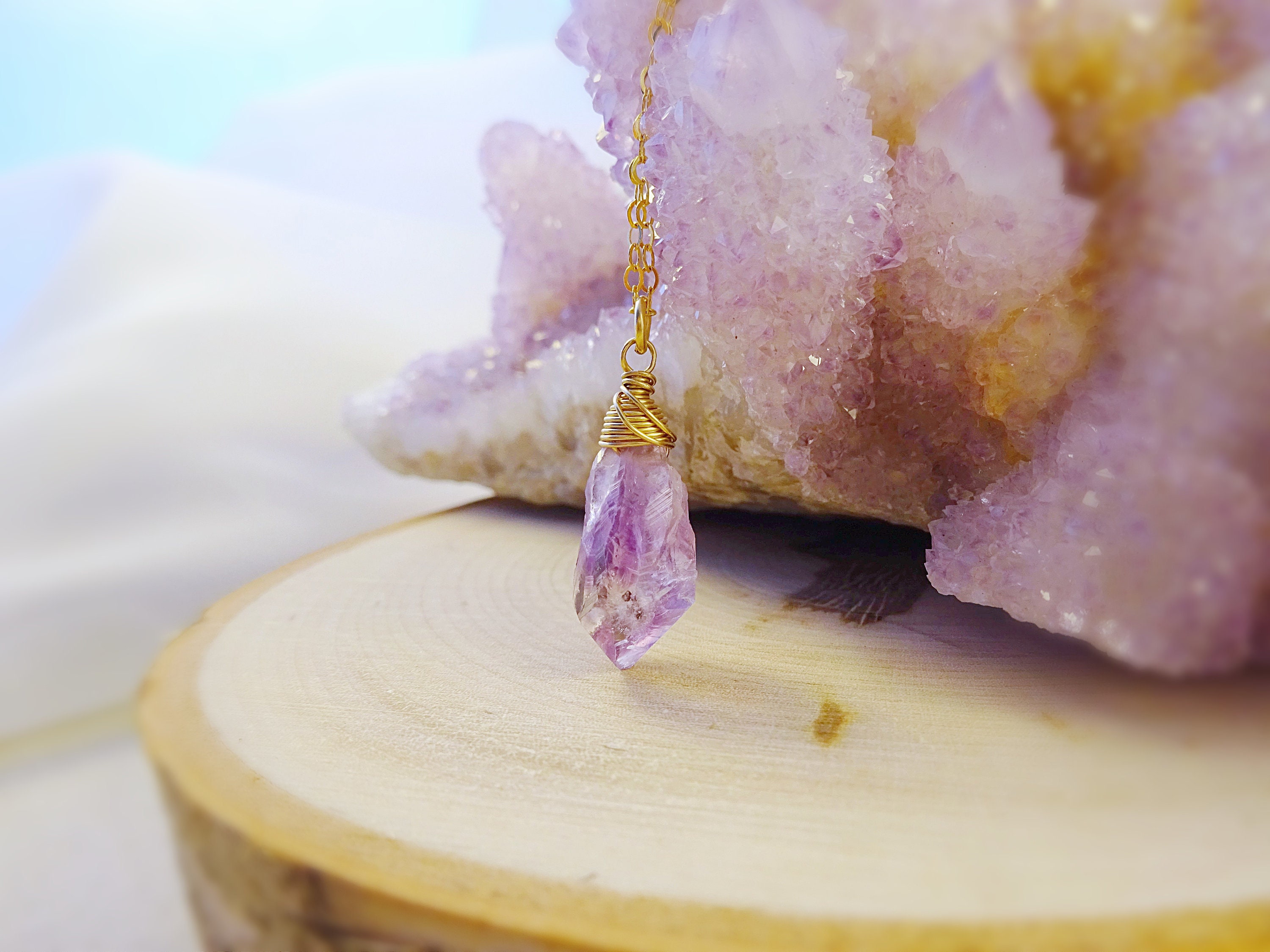Amethyst Necklace Personalized Gift for Her Amethyst Point Necklace Initial Necklace February Birthday Gift