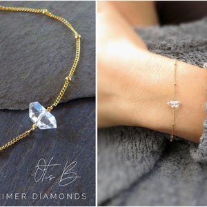 Delicate crystal bracelet, herkimer diamond bracelet, adjustable delicate gem bracelet gift for her raw crystal jewelry, aries gift