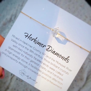 Herkimer crystal bracelet, herkimer diamond bracelet, herkimer quartz crystal bracelet, layering bracelet, skinny bracelet, gift for Aries