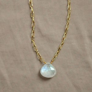 Minimalist Moonstone Necklace, June Birthday gift for her, minimal necklaces for women, Gemini jewelry,