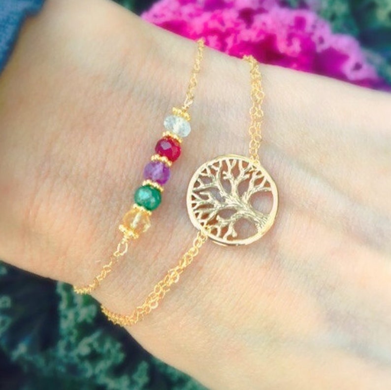 Family Tree Bracelet Mothers Bracelet Layered Bracelet Set Etsy
