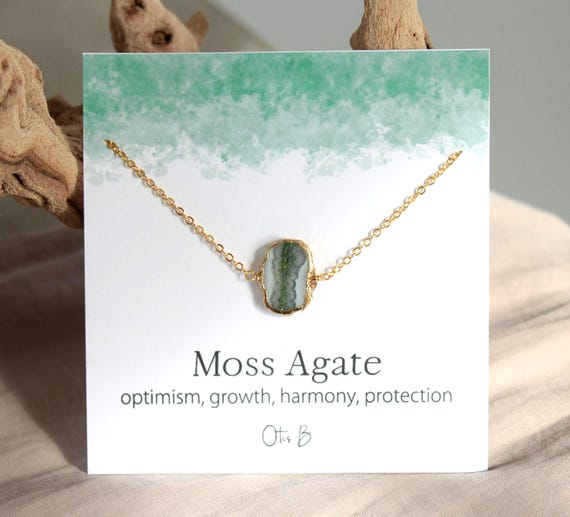 Collier En Jade Et Agate Avec Chaîne Laiton - Artisanat Pierre Naturelle