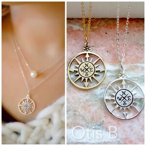 Compass pendant waterproof layering necklaces for women graduation gift for her high school grad gift for daughter senior gift college grad