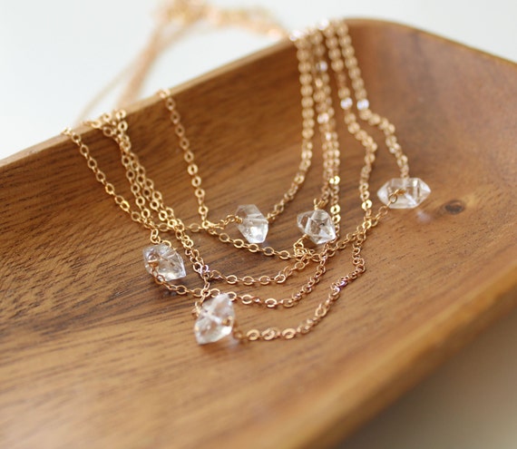 Herkimer Diamond Necklace April Birthday Gift for Her Custom