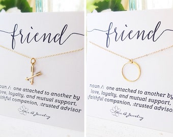 X and O Necklace SET, XO necklace, circle necklace, arrow necklace, friendship necklace, best friend gifts, necklace set for 2, set to share