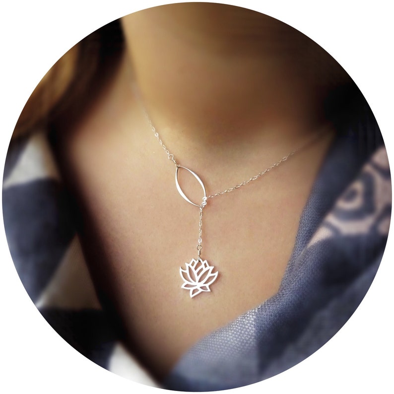 Lotus Necklace July Birth Flower Necklace Yoga Necklace Etsy