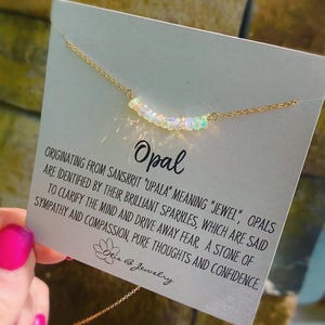 GENUINE opal bar necklace, minimal opal necklace, opal bead choker, October birthstone, opal jewelry, birthday gift for her, libra jewelry