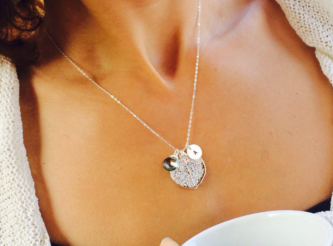 Personalized Leaf Necklace Real Leaf Necklace Gold Dipped Etsy