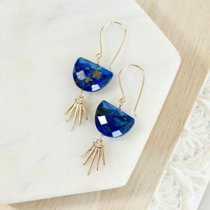 Saphirblau Lapislazuli Ohrringe, Lapis Ohrringe, September Geburtsstein Geschenk für sie Urlaubsgeschenk für Frauen,Gold gefüllt wasserdichte Ohrringe