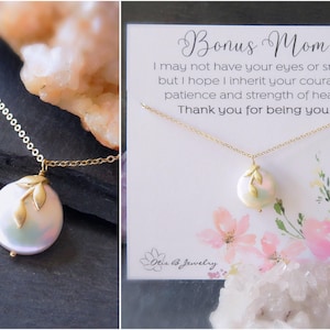 Step Mom Gift, Bonus mom jewelry, stepmom gift, mother of the groom gift, Pearl Necklace, jewelry gift for mother in law, 925 silver 14K GF