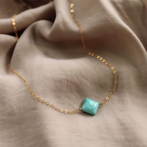 Minimalist turquoise layering necklace, Kingman turquoise pendant,sleeping beauty turquoise, dainty turquoise choker, arizona turquoise