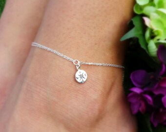 Sterling silver compass charm anklet, high school graduation gift for her, college graduation, senior gift, class of 2022, adjustable anklet