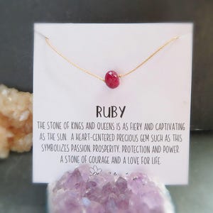 Minimalist Ruby necklace, genuine ruby jewelry, dainty silk cord necklace, july birthstone necklace, dainty ruby necklace, real rubies