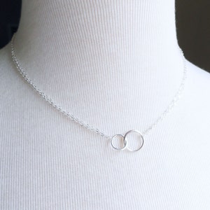 Eternity necklace, Friendship necklace, interlocked circles, two circle necklace, BFF gift, two linked rings, bridesmaid gift,mothers day image 2