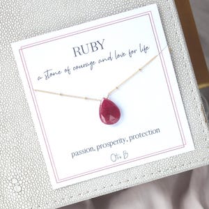 Ruby pendant necklace, july birthstone jewelry, cancer sign gift for her, natural ruby layering necklaces for women, waterproof necklaces