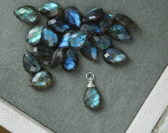 Labradorite Pendant: Sterling Silver Wire Wrapped Gemstone Charm