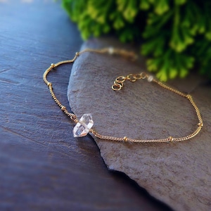 Herkimer diamanten armband, fijn kristal, verstelbare ketting afbeelding 6
