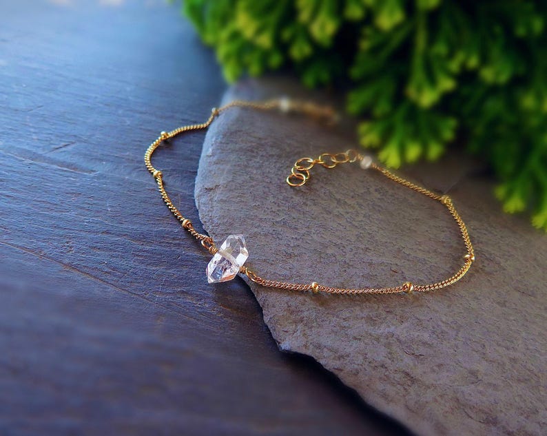 Herkimer diamanten armband, fijn kristal, verstelbare ketting afbeelding 6