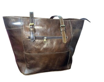 Leren tas, handgemaakte leren tas, handtas, leren damestas, elegante leren tas, handtas gemaakt in Marokko