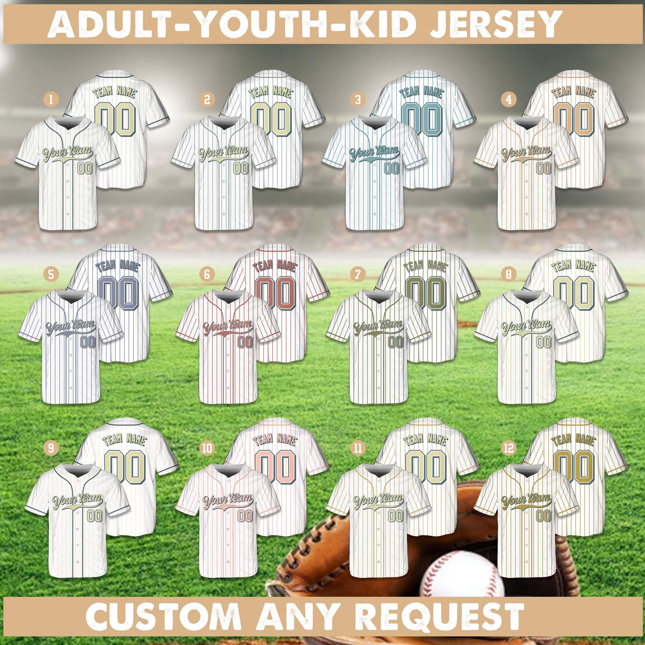 Personalized Name Number Vintage Baseball Jersey, Custom Color Striped Jersey Baseball Uniform Game Day Outfit For Kids Adult Baseball Lover