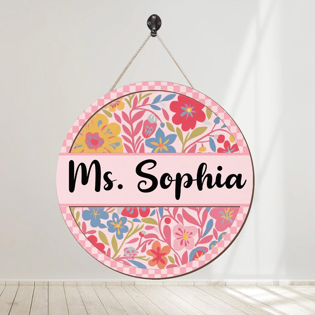 Personalized Name Teacher Classroom Door Hanger, Custom Teacher Name ...