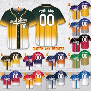 Personalized Name Gradient Pinstripe Baseball Jersey, Custom Color Baseball Team Jersey, Game Day Outfit For Kids & Adult Baseball Lovers