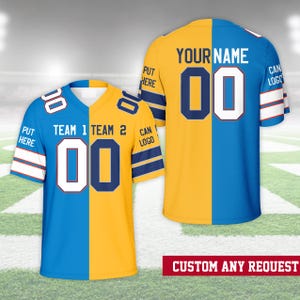 Maglia personalizzata con due squadre di football per bambini, tifosi di football adulti, maglia da football americano personalizzata per il giorno della partita per gli amanti del football