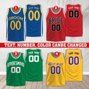 Personalized Name Number Bride And Groom Basketball Jersey, Custom Wedding Party Matching B-ball Jersey For Bridesmaids, Best Man, Groomsmen