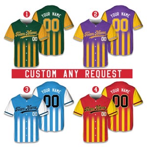 Personalized Name Number Striped Baseball Jersey, Custom Any Color American Baseball Uniform, Game Day Outfit For Kids Adult Baseball Lover