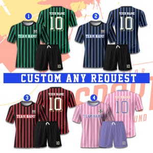 Personalized Name & Logo Striped Soccer Jersey, Custom US Soccer Team Jersey For Kids Adult Team Uniform, Game Day Outfit For Soccer Fans