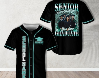 Custom Graduation Squad Baseball Jersey With Photo, Personalized Name Senior Jersey, Family Graduation Shirt, Class Of 2025 Graduation Gift