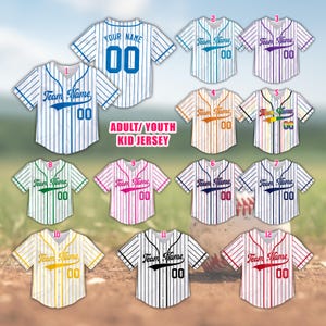 Personalized Name Number Baseball Jersey, Custom Stripe Line Color Baseball Jersey, Sports Game Day Outfit For Kids & Adult Baseball Lovers