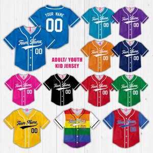 Personalized Name Number Baseball Jersey, Custom Color American Baseball Team Jersey, Sports Game Day Outfit For Kids & Adult Baseball Lover