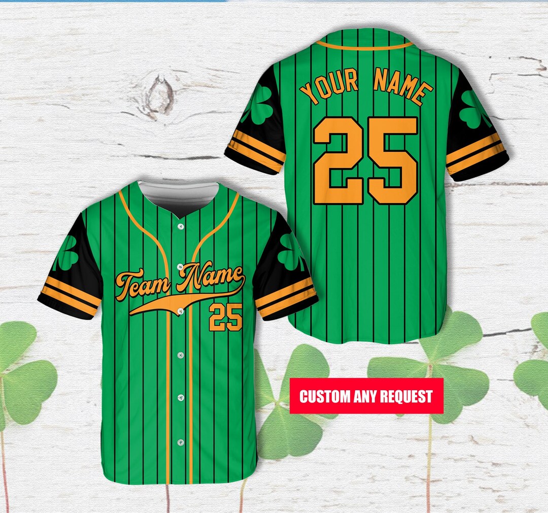 Personalized Name St Patrick's Day Baseball Jersey, Custom Irish Lucky ...