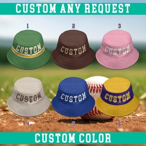 Personalized Reversible Bucket Hat, Custom Text Logo Color Vintage Bucket Hat, Sun Hat, Summer Hat, Camping Hat, Printed Outdoor Bucket Hat