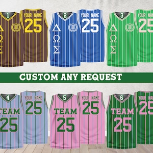 Personalisierter Name griechischer Buchstabe Sorority Basketball Jersey, benutzerdefinierte Farbe Sorority Sisters Basketball-Shirt, großes kleines Shirt für Bid Day