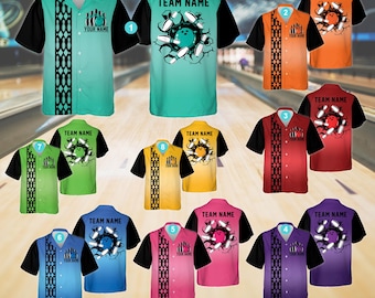 Personalized Name Bowling Hawaiian Shirt, Custom Color Bowling Button Up Shirt Bowling Party Shirt Matching Bowling Team Shirt For Men Women