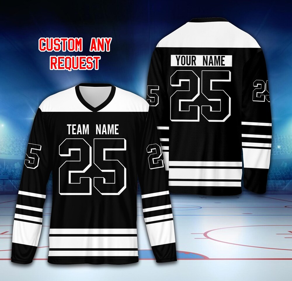 Snorider Design Personalized Name Number Ice Hockey Jersey, Custom Color Hockey Shirt, Hockey Team Jersey Sports Uniform Game Day Outfit For Hockey Fans