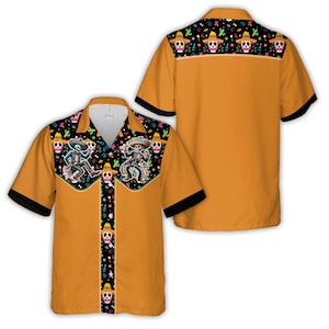 Cinco De Mayo Skull Hawaiian Shirt, Sugar Skull Dia de los Muertos Button Up Shirt, Sombrero Skeletons Dancing Shirt, Mexican Festival Shirt