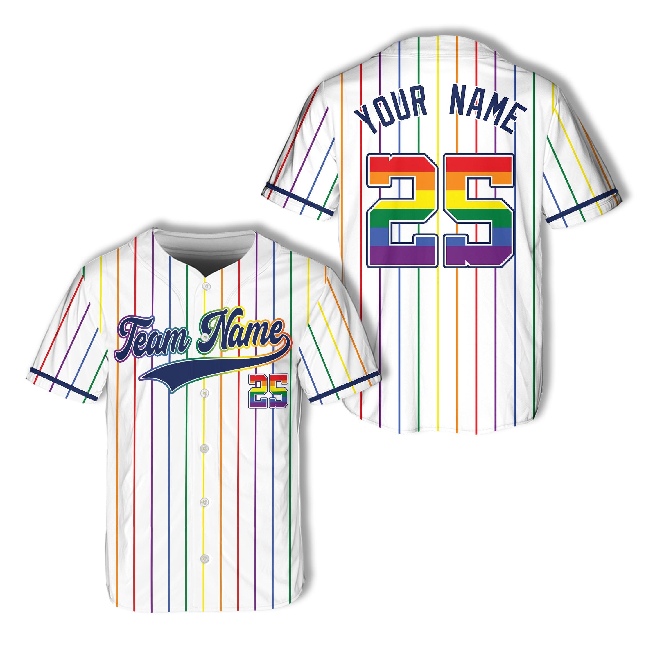 Discover Personalized Name Number LGBTQ Baseball Jersey, Custom Rainbow Pride Jersey