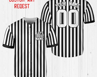 Personalized Name Number Referee Baseball Jersey, Custom Color Pinstripe Athletic Referee Jersey, Referee Game Day Outfit, Gift For Refree
